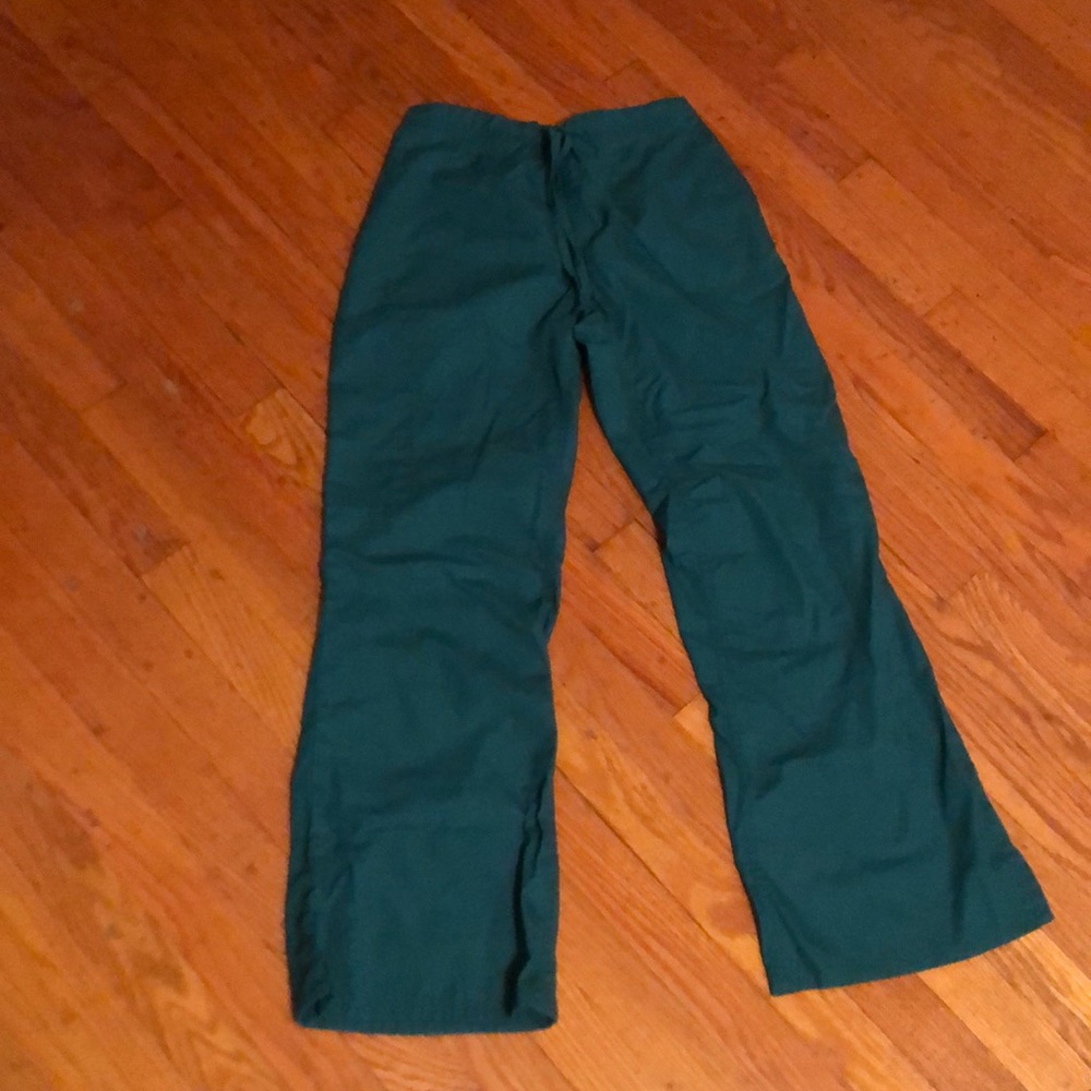 Forest green cargo scrub pants